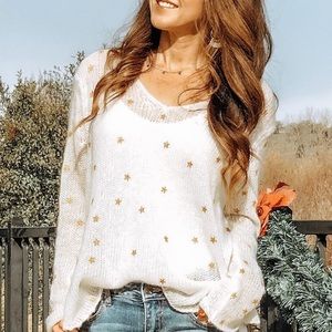 Wooden Ships Mini Gold Star Knit Sweater